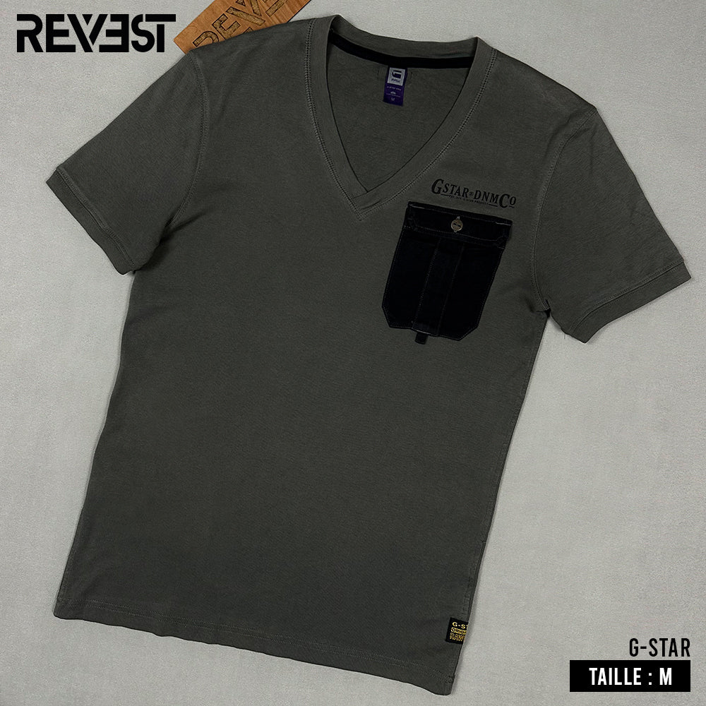 T-shirt G-Star Gris Taille M - Occasion Très Bon état, Basique Homme, Coupe Regular