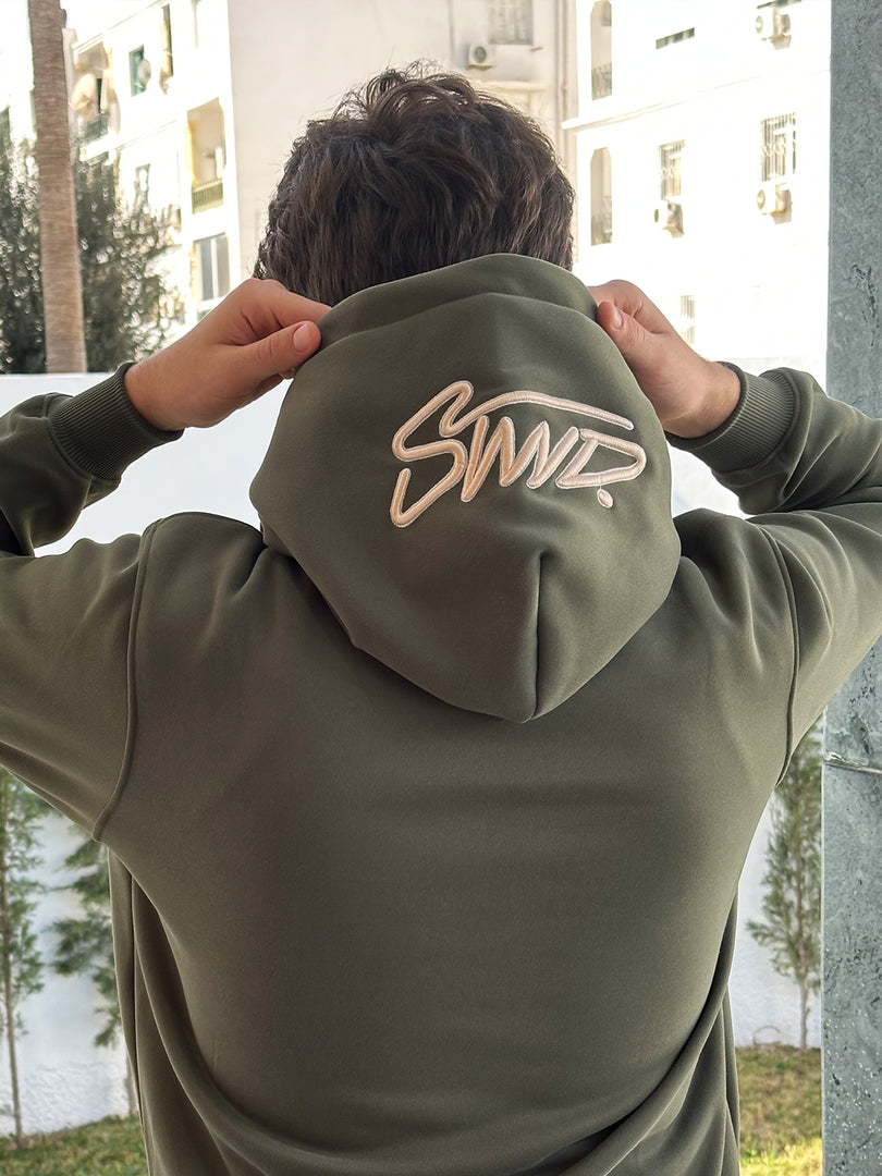 Sweat à capuche brodé STWD Vert