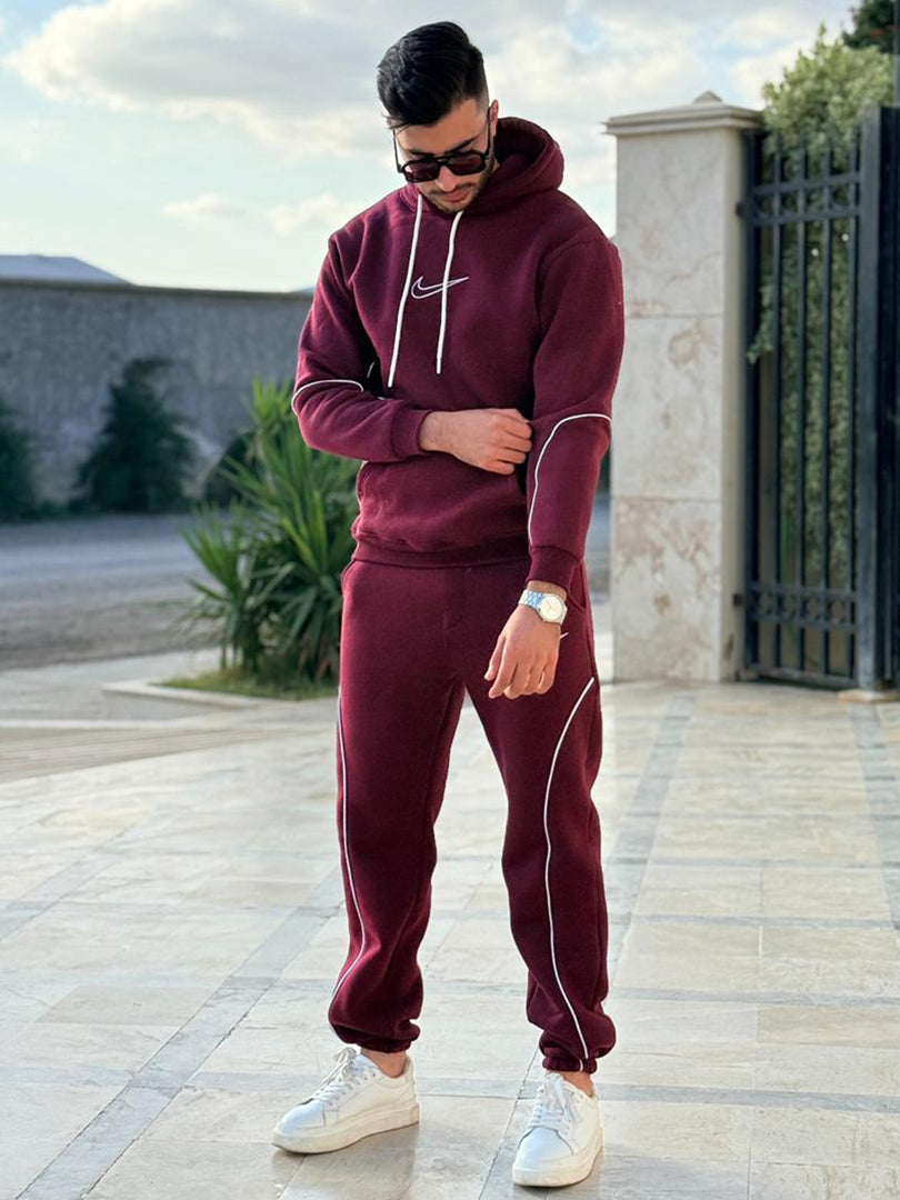Ensemble Nike Sweat à Capuche & Jogging Rouge Bordeaux
