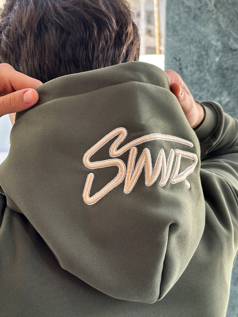 Sweat à capuche brodé STWD Vert