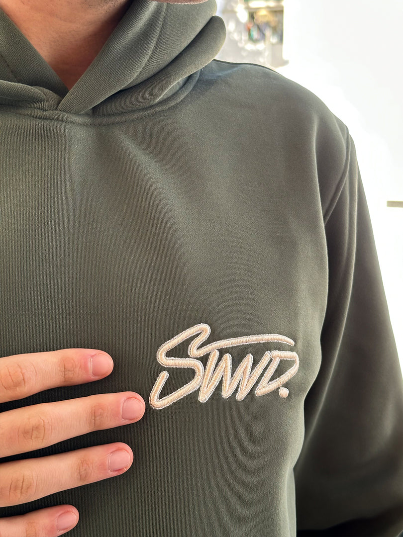 Sweat à capuche brodé STWD Vert