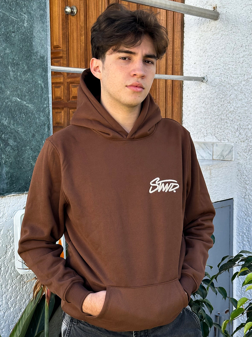 Sweat à capuche brodé STWD Marron