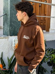 Sweat à capuche brodé STWD Marron