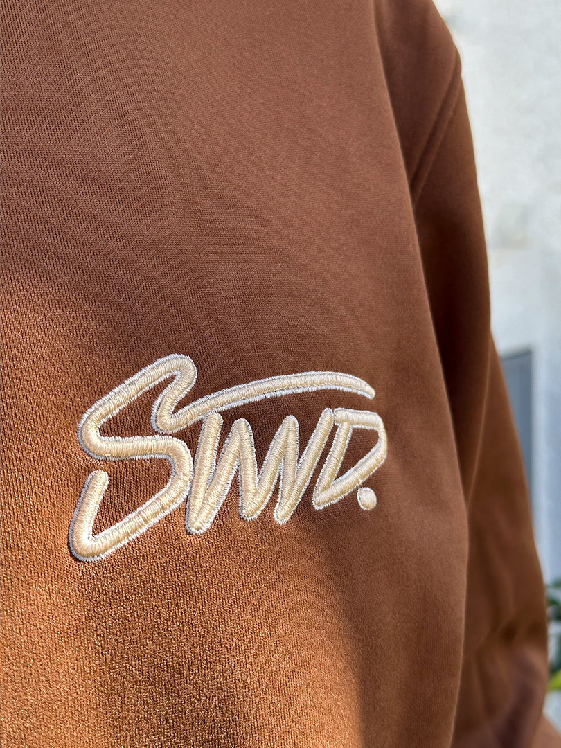 Sweat à capuche brodé STWD Marron