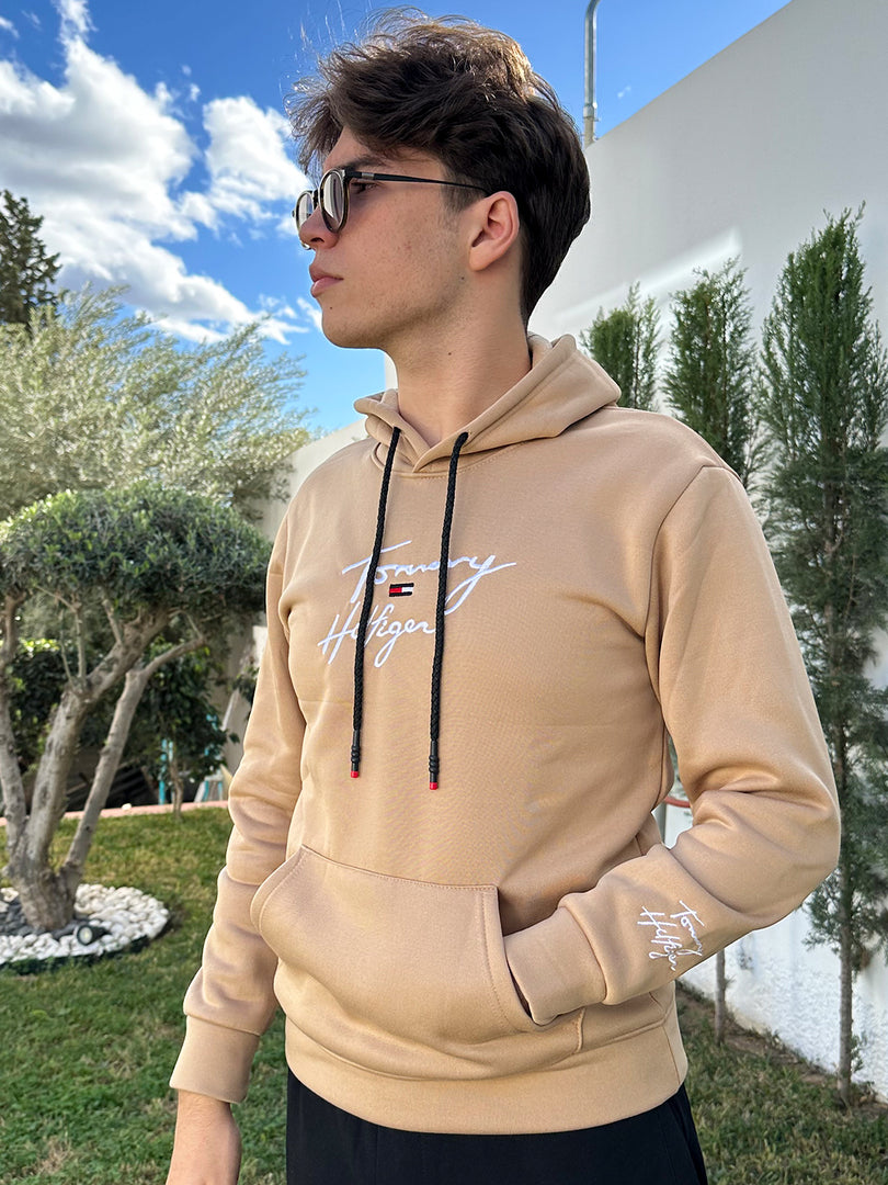 Sweat à Capuche Tommy Hilfiger Beige