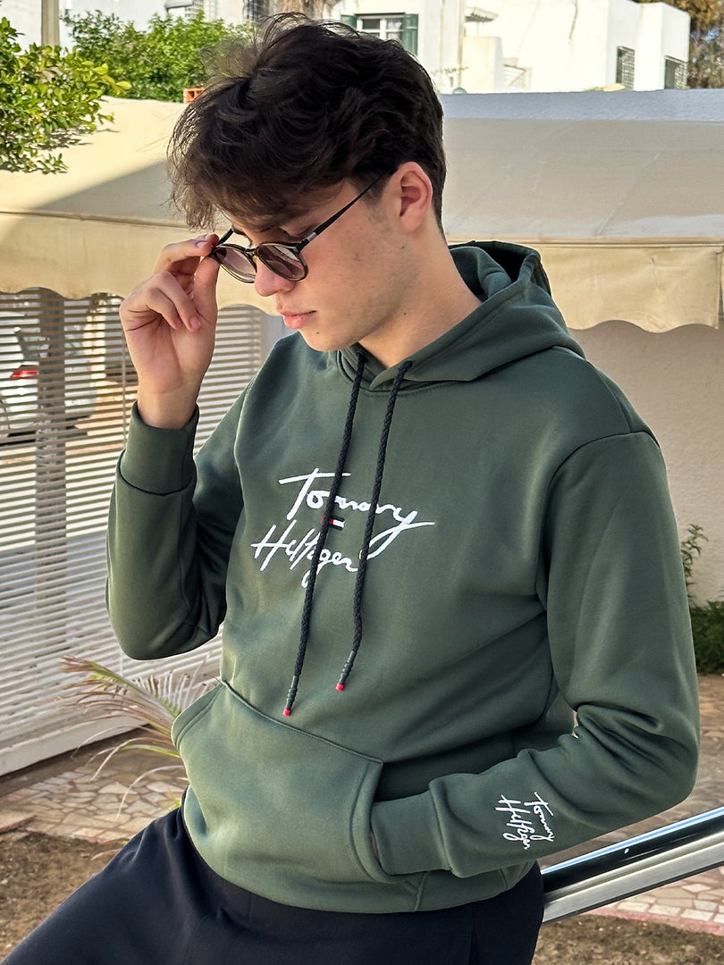 Sweat à Capuche Tommy Hilfiger Vert