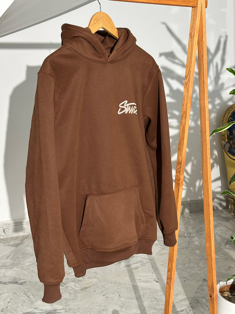 Sweat à capuche brodé STWD Marron