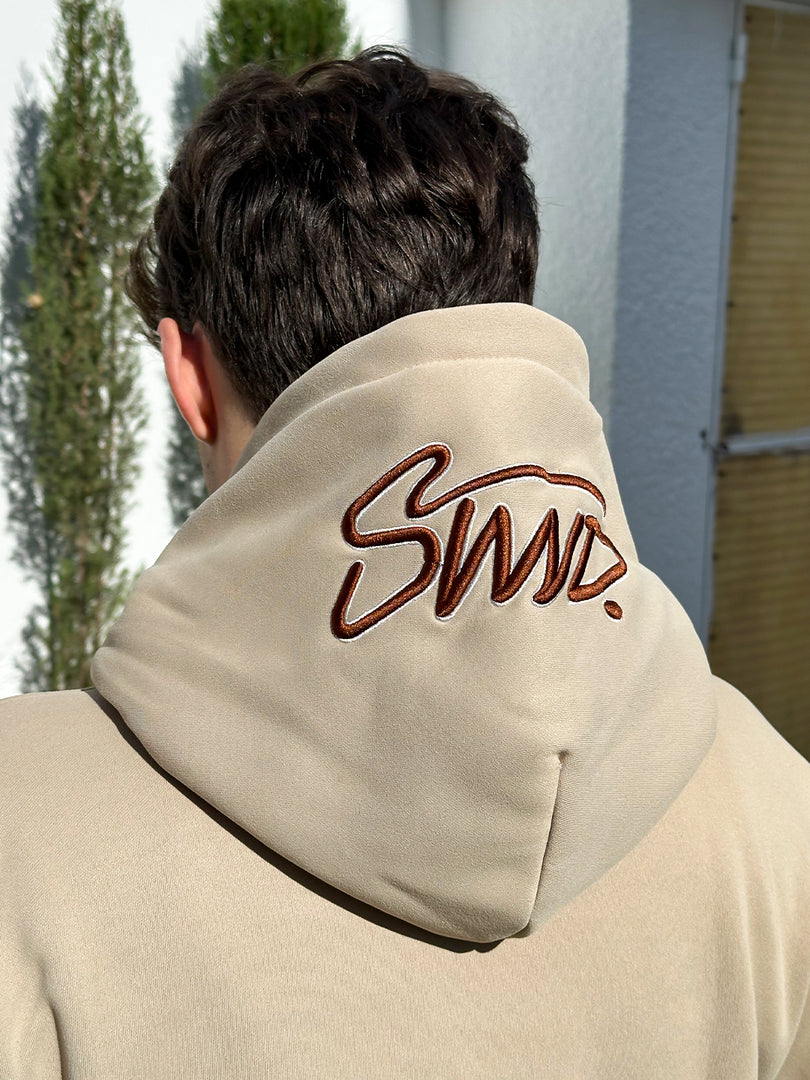 Sweat à capuche brodé STWD Beige
