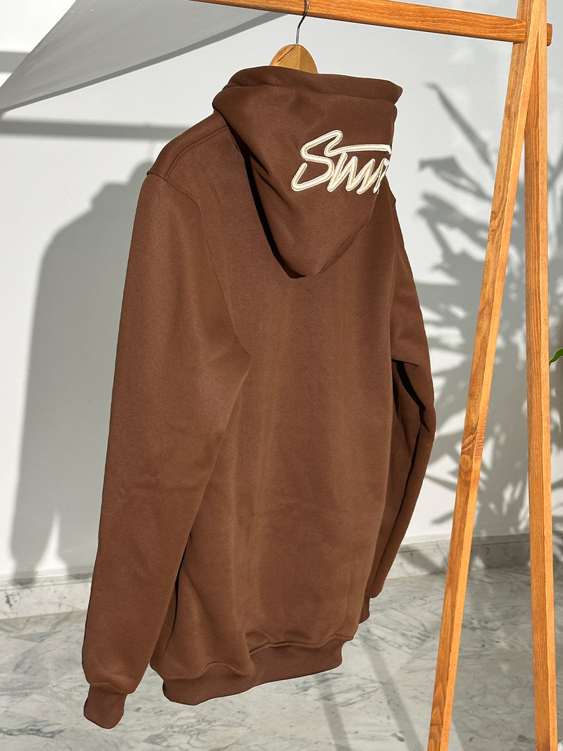 Sweat à capuche brodé STWD Marron
