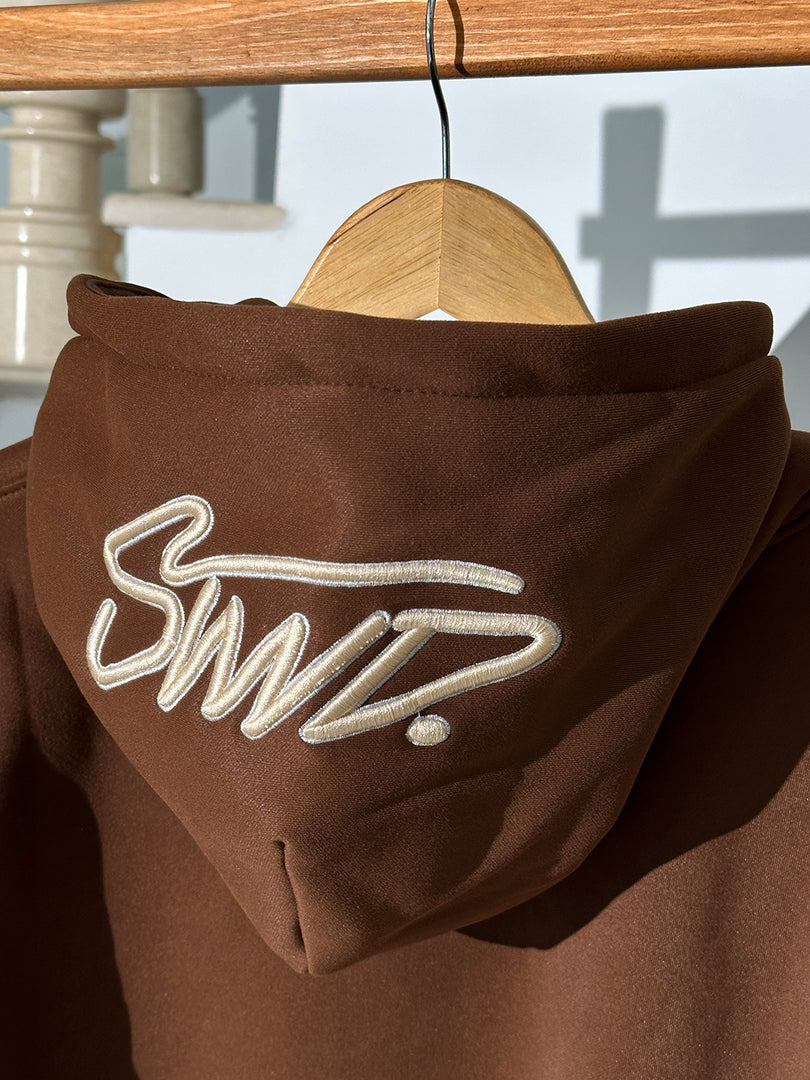 Sweat à capuche brodé STWD Marron