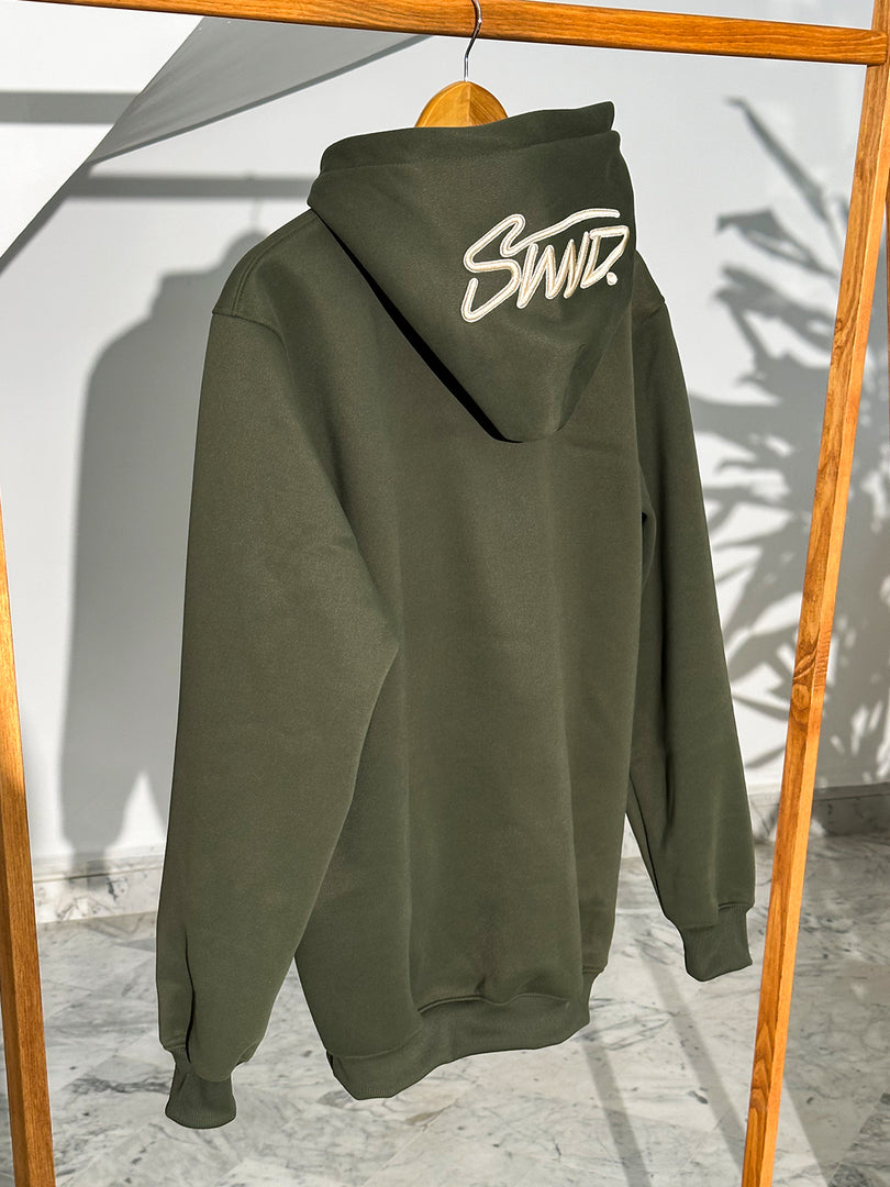 Sweat à capuche brodé STWD Vert