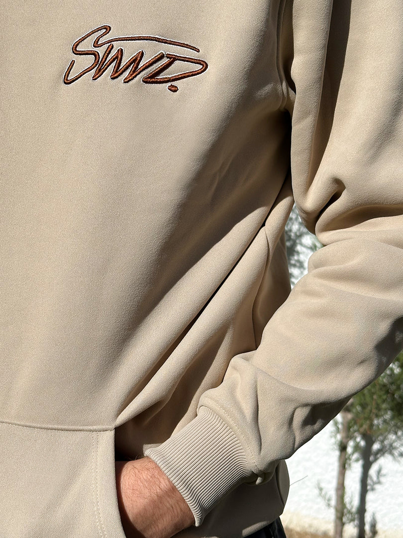 Sweat à capuche brodé STWD Beige