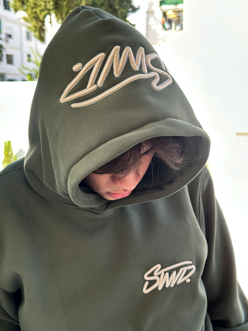 Sweat à capuche brodé STWD Vert